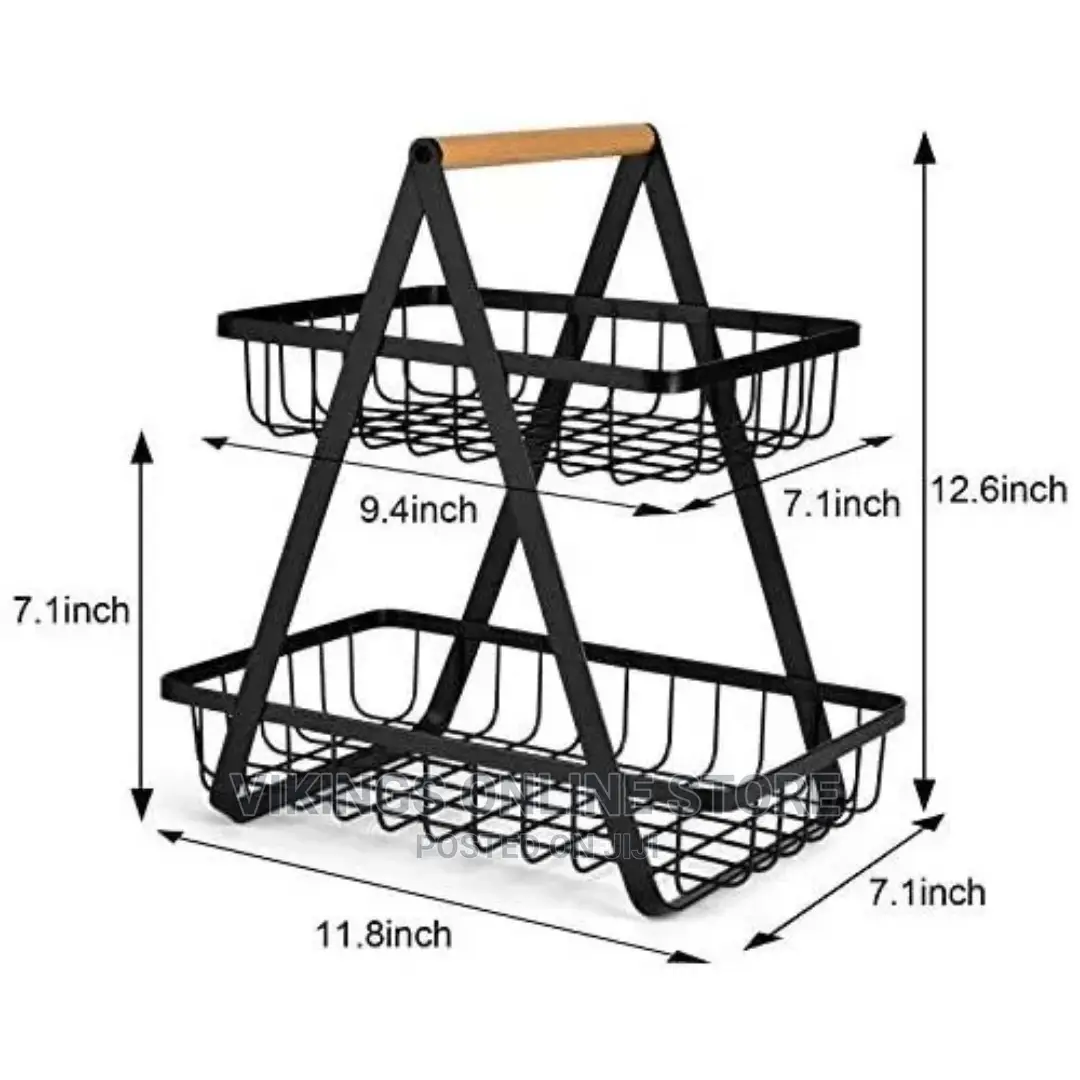 2-Tier Countertop Fruit Basket Bowl Bread Basket