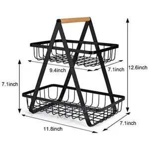 2-Tier Countertop Fruit Basket Bowl Bread Basket