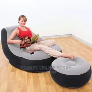 Intex Inflatable Flocking Air Chair With Footrest and Pump