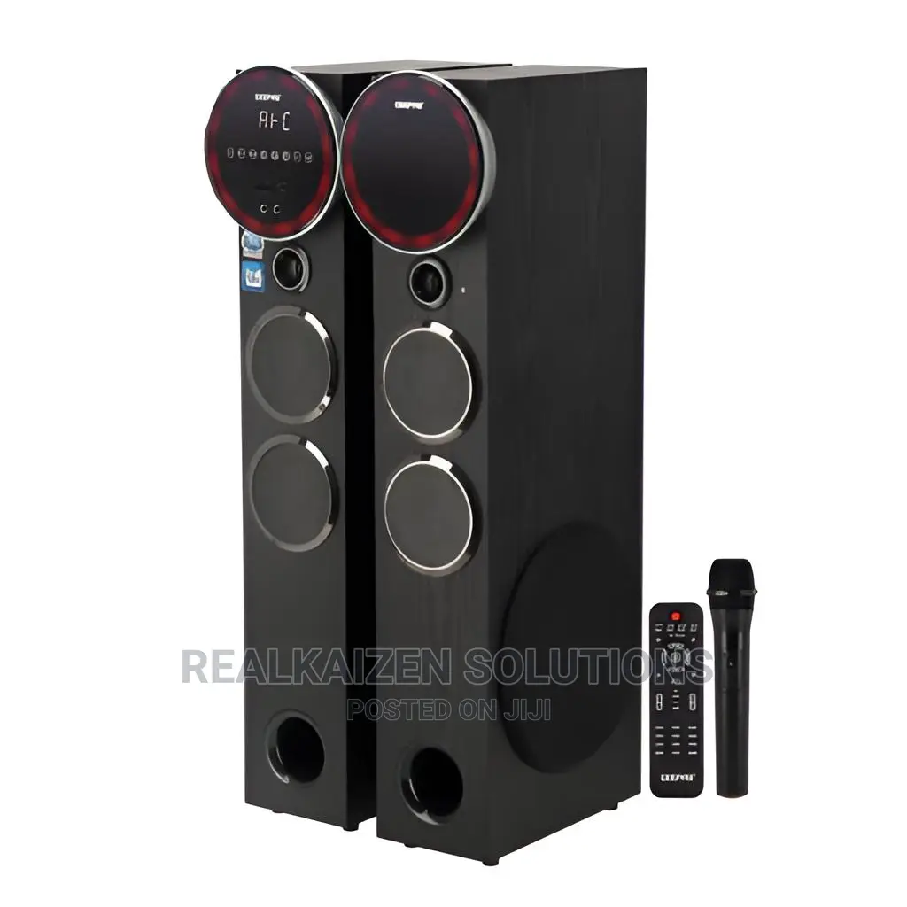 GEEPAS 2.0 Bluetooth USB SD FM Mic RC Tower Speaker System