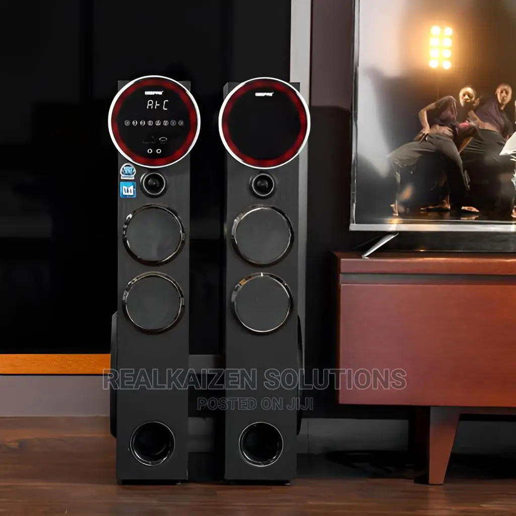 GEEPAS 2.0 Bluetooth USB SD FM Mic RC Tower Speaker System