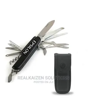 EPSILON 15 In 1 Black Swiss Army Knife With Belt Store Pouch