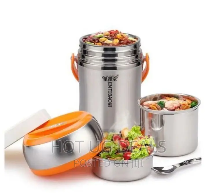 2L Steel Food Flask Lunch Box Storage Container -silver