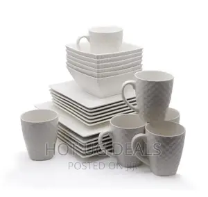 24 PCS Plain Square Dinner Set - White