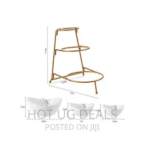 3 Tier Serving Bowls, Dishes With Gold Stand, White
