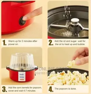 Multifunctional Electric Mini Popcorn Maker Machine – Red