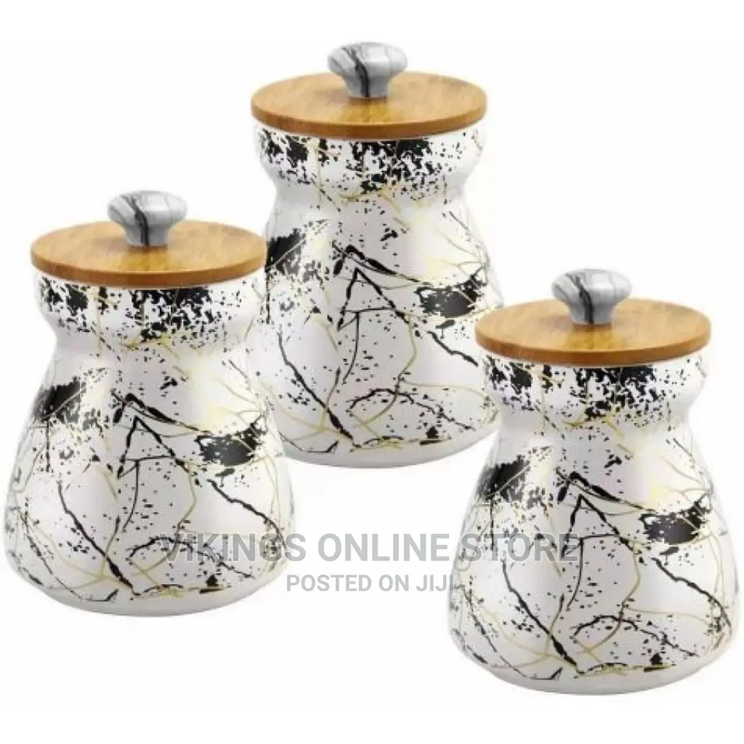 3 PC Ceramic Sugar Bowl Coffee Tea Storage Containers –
