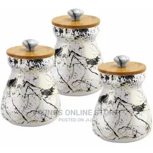 3 PC Ceramic Sugar Bowl Coffee Tea Storage Containers –