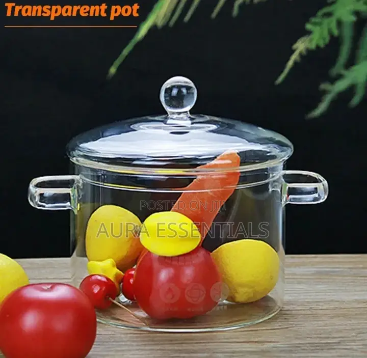 Glass Saucepan With Lid and Handle and Steam Hole