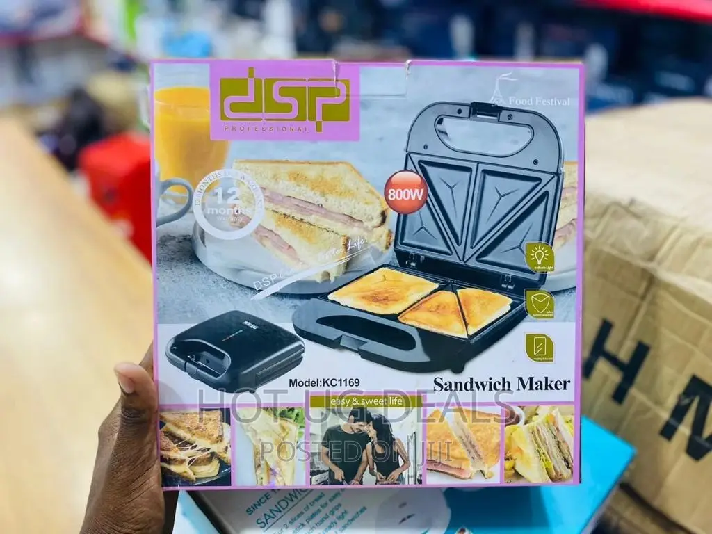 DSP 2 Slice Sandwich Maker Toaster Grill- Black