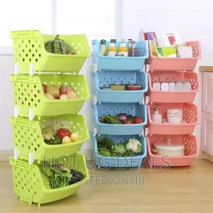 4-tier Plastic Bathroom/Kitchen Storage Holder Trolley, Pink