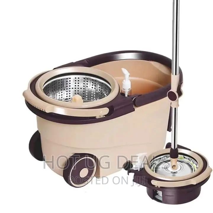 360° Mopper Bucket Set Wheels Spin Head Mop - Cream