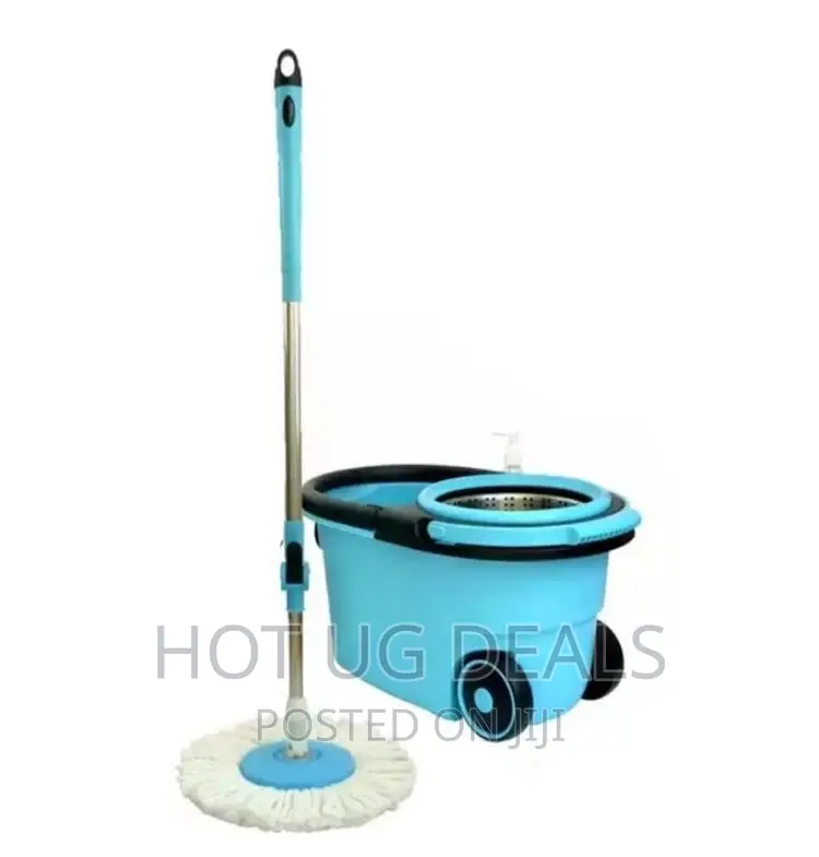 360 Detachable Mop Bucket Set With Wheels Spin Head - Blue