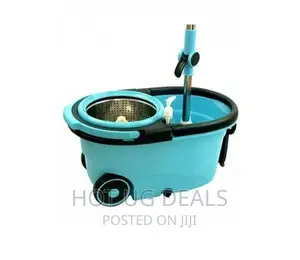 360 Detachable Mop Bucket Set With Wheels Spin Head - Blue