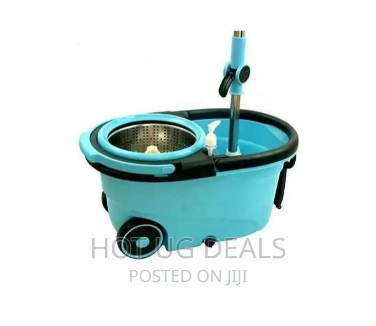 360 Detachable Mop Bucket Set With Wheels Spin Head - Blue