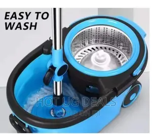 360 Detachable Mop Bucket Set With Wheels Spin Head - Blue