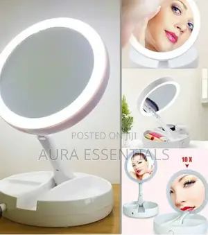 Fold Away LED Light Makeup Mirror