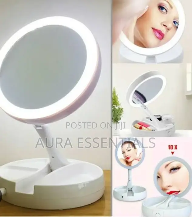 Fold Away LED Light Makeup Mirror