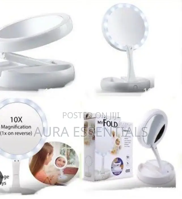 Fold Away LED Light Makeup Mirror