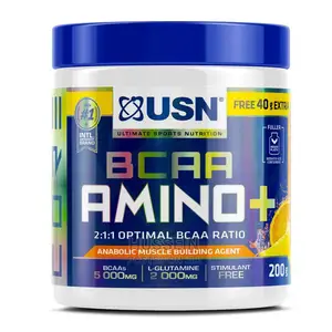 USN BCAA Amino +, 200g (160g+40g FREE)- Orange 30 Servings