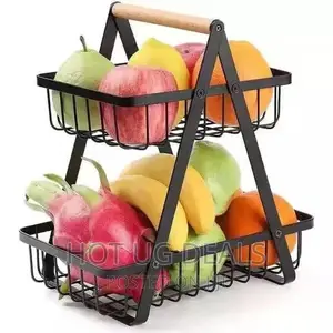 2-Tier Countertop Fruit Basket Display Stand for Kitchen