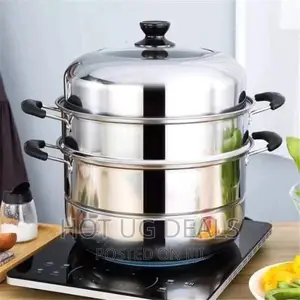 30cm Three Layer Stainless Steel Food Steamer- Silver