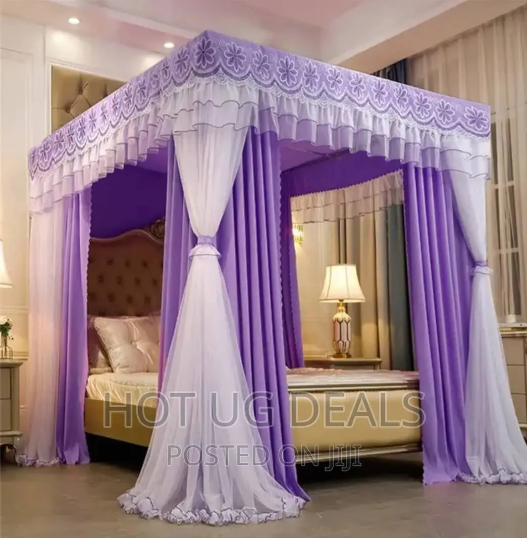 6by6 King Size Mosquito Net With Stands -white, Purple