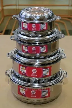 4pcs Food Insulated Casserole Double Wall Hot Pots - Silver