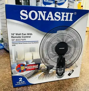 Sonashi Wall Fan With Remote Control Sf-8007wr -black