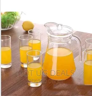 6 Pieces of Juice Glasses Cups and 1 Jar Water Set -Glass