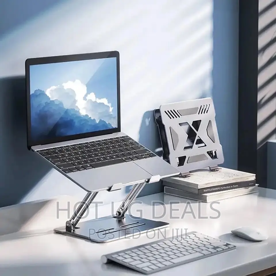 Laptop Stand -Sturdy, Ventilated, Height Adjustable -Silver