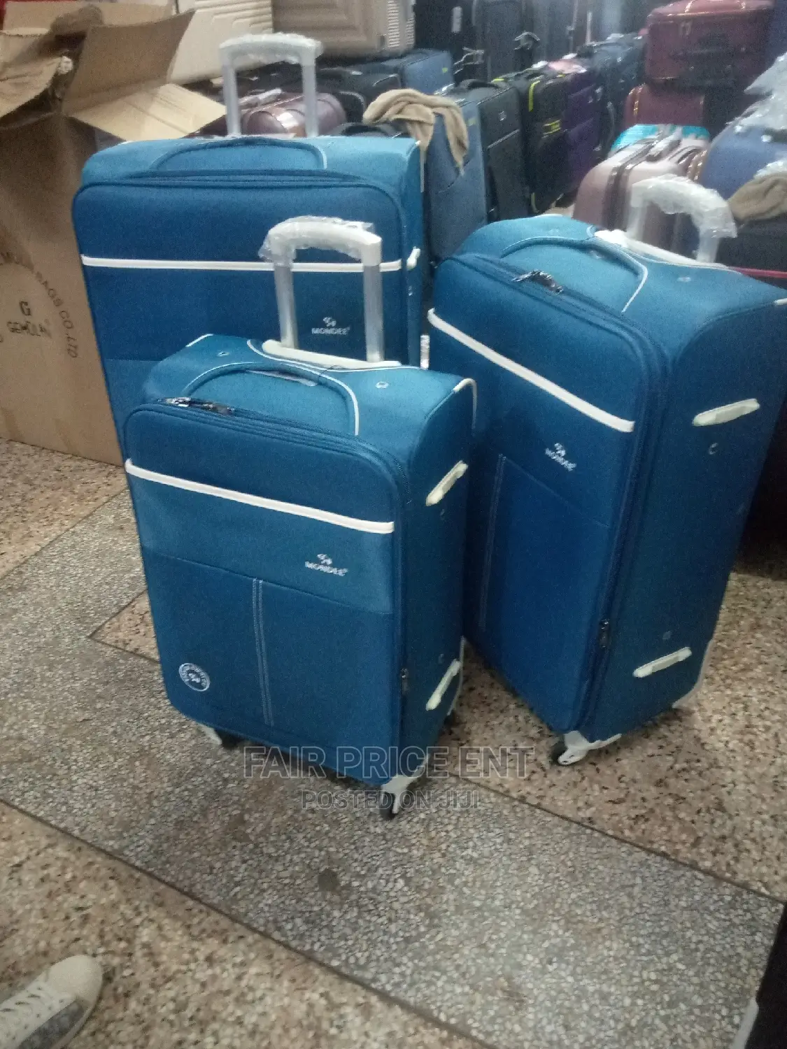 Original Cloth Suitcases . Medium ( Blue)