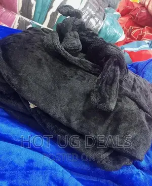 Unisex Exquisite Cotton Bathrobe With Double Pockets- Black