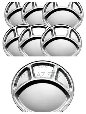 6pcs Round Stainless Steel Dinner Tray