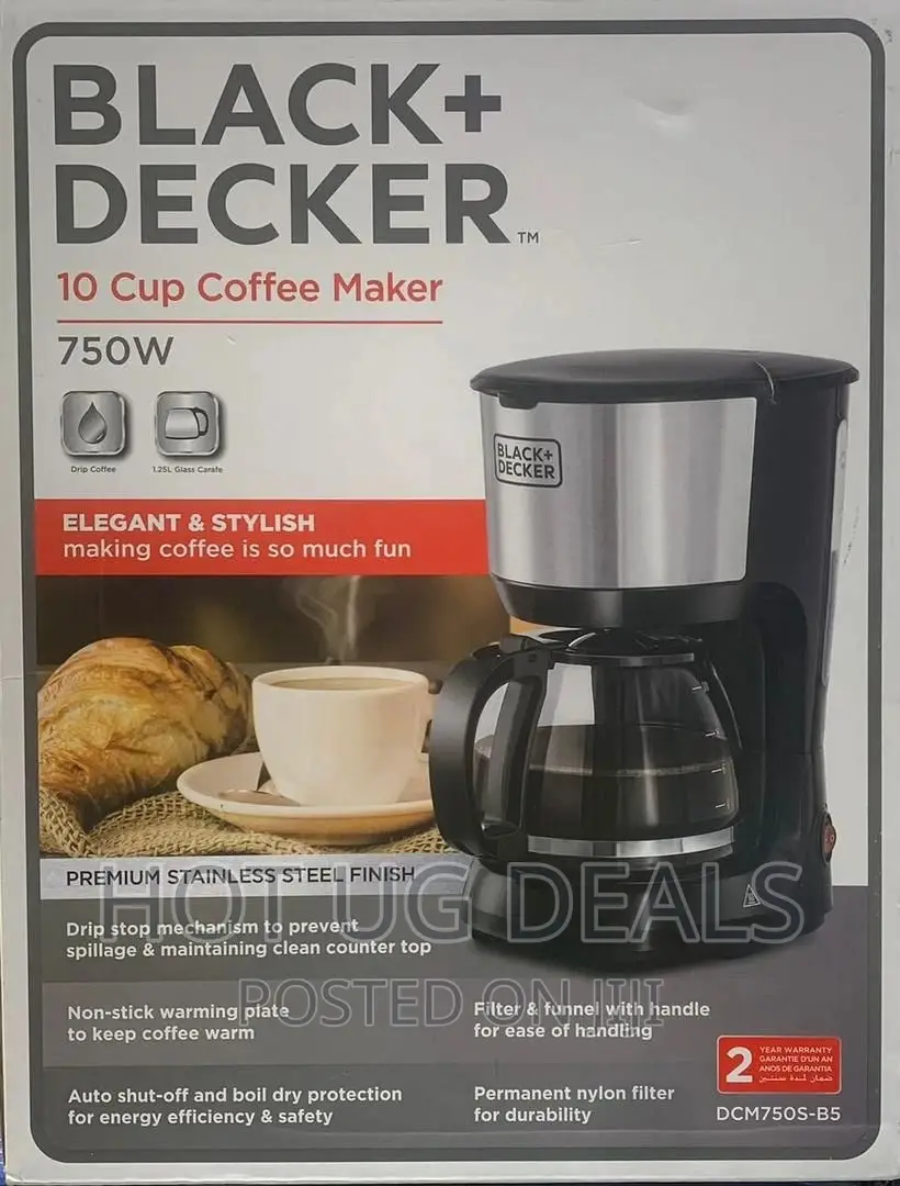 Black+Decker 10 Cup Coffee Maker Machine 750w Dcm750s