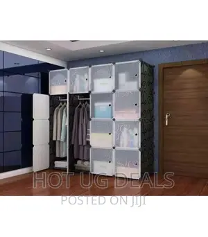 4 Column Plastic Wardrobe Plastic Frame - Black/White