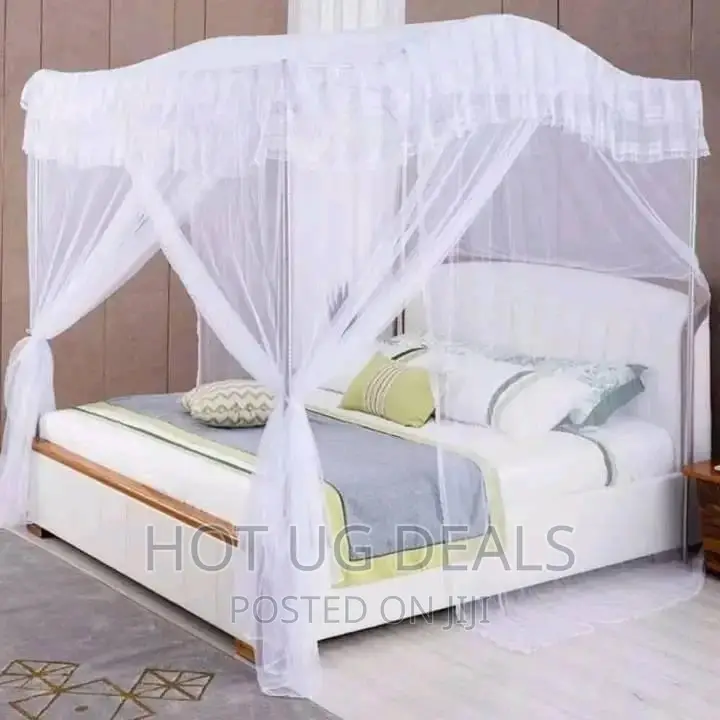 6*6 Curved Mosquito Net With Poles – White Top Design Varies