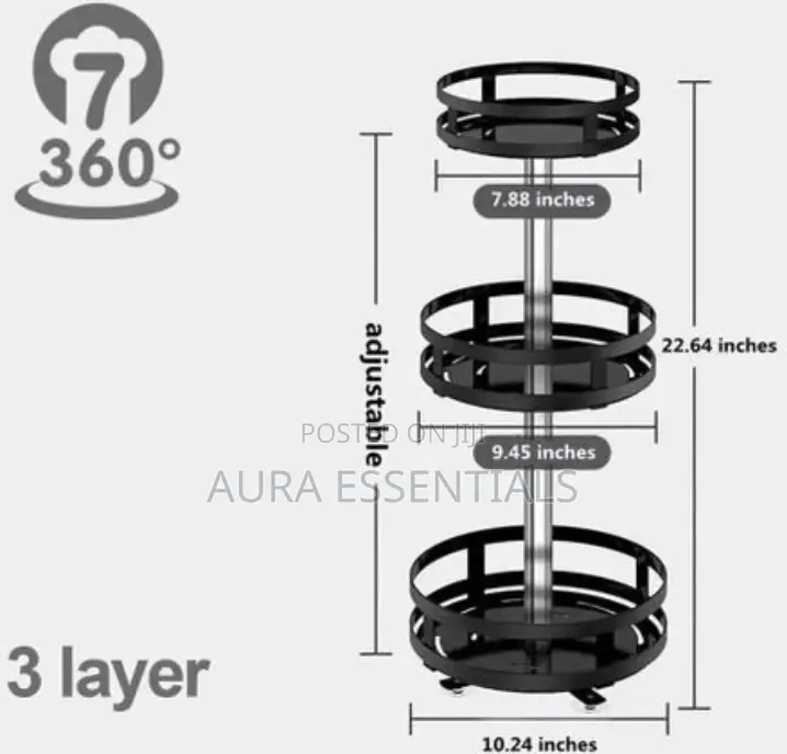360 Degree's Rotation Multi Function Spice Rack 3 Layers