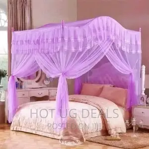 6*6 Curved Mosquito Net With Poles –Purple Top Design Varies