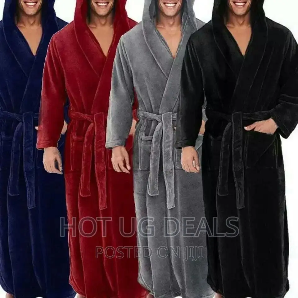 Cotton Bathrobes With Pickets - Maroon