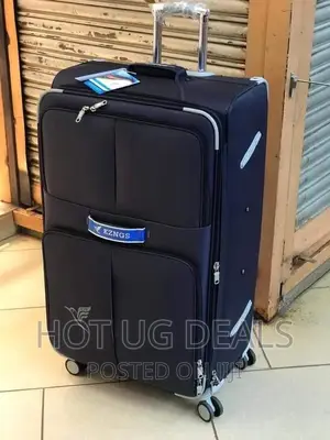 Large Size Leather Travel Suitcase- Black