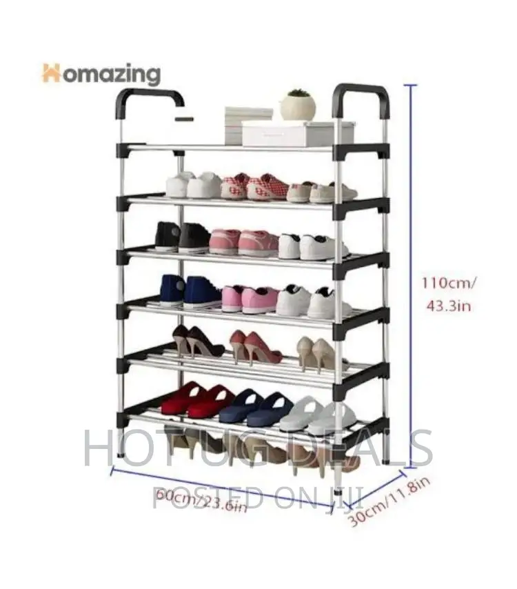 5 Layer Shoe Storage Organizer Rack - Black
