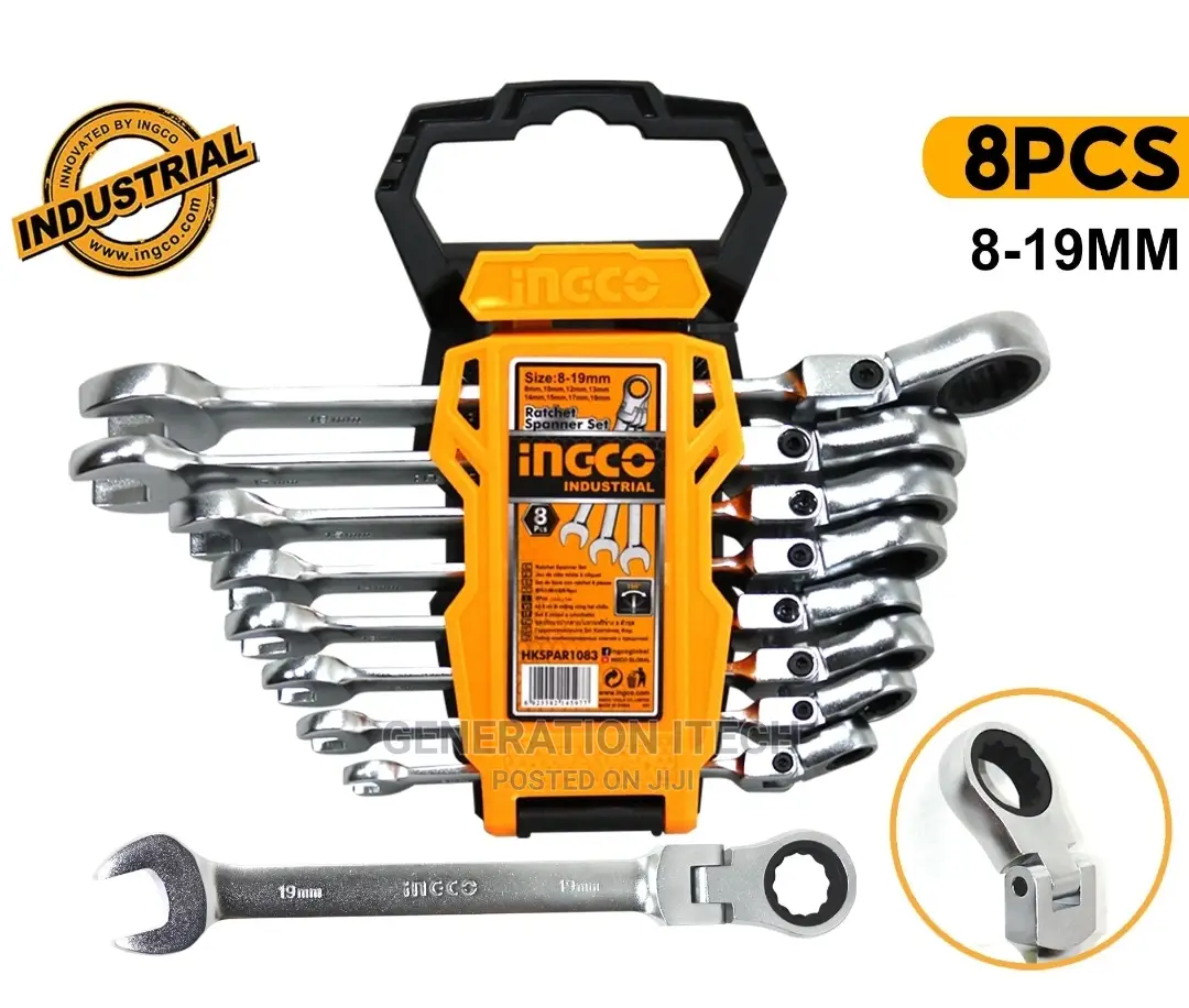 Ingco 8pcs Flexible Ratchet Spanner Set