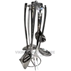 Long Dinner Serving Utensils/Spoons With Stand, 7pcs