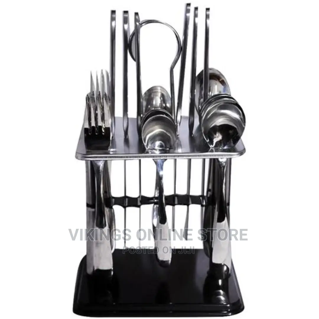 24pcs Cutlery (Forks, Spoons Knives) With a Stand –
