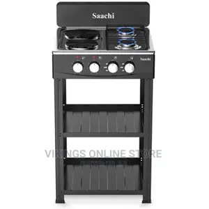 Saachi Gas Burner With 2 Gas Tops, 2 Hot Plates Shelves