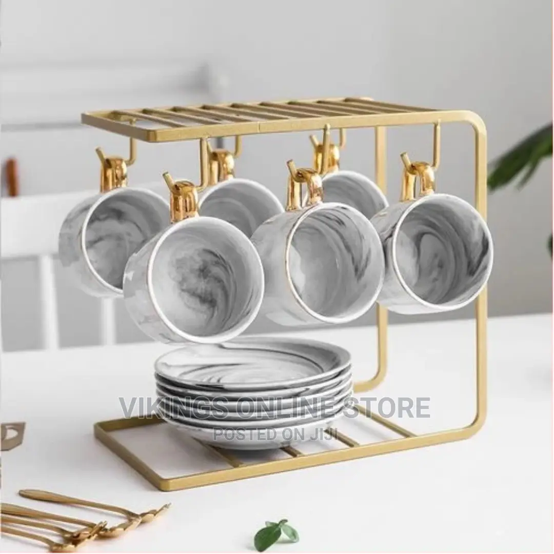 6 Tea Coffee Cups and Saucers Stand Rack Organizer