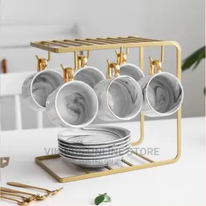 6 Tea Coffee Cups and Saucers Stand Rack Organizer