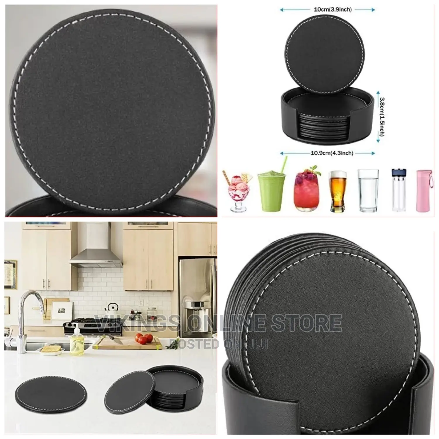 7 Piece Leather Drink Coasters