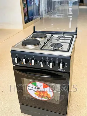 60x 50cm 2 Gas + 2 Electric Cooker Heat Up Down Oven -black